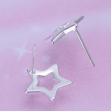 Luxurio silver earrings Hollow Star stud pendientes Costume Jewellery 168 ELY