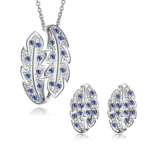 Luxurio silver jewelry set leaf crystal necklace ring earrings Sets diy 18 ELY
