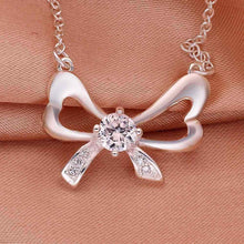 Luxurio silver pendants bow white stone collar Personalized 17 ELY