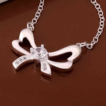 Luxurio silver pendants bow white stone collar Personalized 17 ELY
