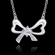 Luxurio silver pendants bow white stone collar Personalized 17 ELY