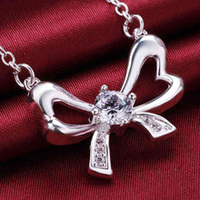 Luxurio silver pendants bow white stone collar Personalized 17 ELY