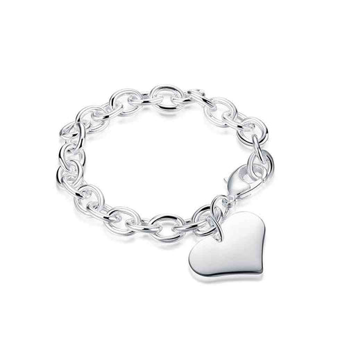 Luxurio silver plated Charms bracelet Heart Tag pulseira masculina love278 ELY