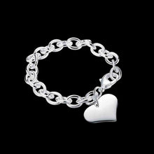 Luxurio silver plated Charms bracelet Heart Tag pulseira masculina love278 ELY