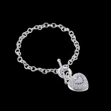 Luxurio silver-plated Inlaid Stone Heart men bracelet collier plastron ELY