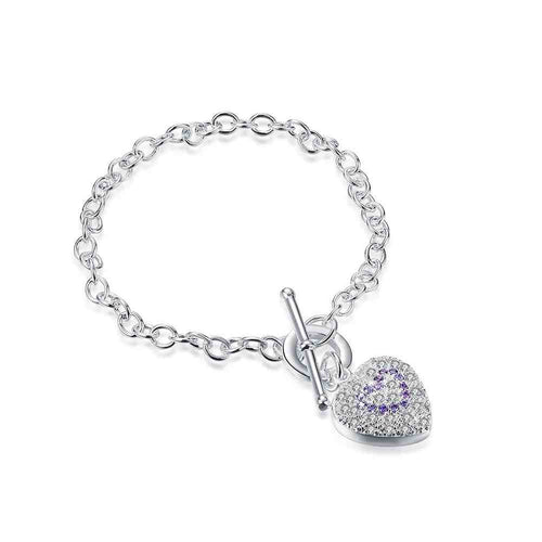 Luxurio silver-plated Inlaid Stone Heart men bracelet collier plastron ELY