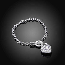 Luxurio silver-plated Inlaid Stone Heart men bracelet collier plastron ELY