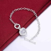 Luxurio silver-plated Inlaid Stone Heart men bracelet collier plastron ELY