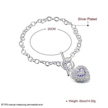 Luxurio silver-plated Inlaid Stone Heart men bracelet collier plastron ELY