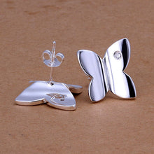 Luxurio silver plated earings jewelry Butterfly With Stone stud ear cuff bijoux ELY