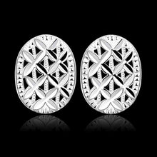 Luxurio silver plated earring Oval box stud kupe bijoux women 172 ELY