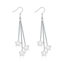 Luxurio silver plated earrings Triple Hollow Star drop cufflinks love 161 ELY