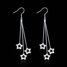 Luxurio silver plated earrings Triple Hollow Star drop cufflinks love 161 ELY