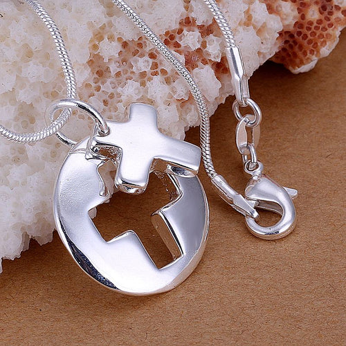 Luxurio silver plated necklaces & pendants Couple Cross colar Elegant ELY
