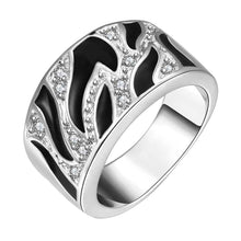 Luxurio silver plated rings for men Black and white pattern men ring Personalized ELY