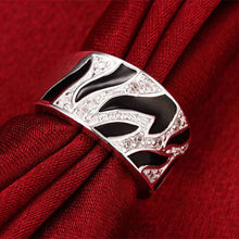 Luxurio silver plated rings for men Black and white pattern men ring Personalized ELY