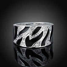 Luxurio silver plated rings for men Black and white pattern men ring Personalized ELY