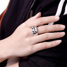 Luxurio silver plated rings for men Black and white pattern men ring Personalized ELY