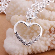 Luxurio silver plated statement necklace Inlaid Stone Heart patek wedding164 ELY