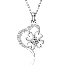 Luxurio silver plated statement necklace Inlaid Stone Heart patek wedding164 ELY