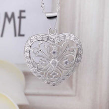 Luxurio silver plated statement necklace Inlaid Stone Heart patek wedding164 ELY