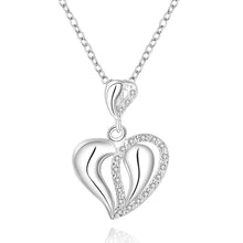 Luxurio silver plated statement necklace Inlaid Stone Heart patek wedding164 ELY