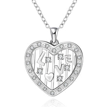 Luxurio silver plated statement necklace Inlaid Stone Heart patek wedding164 ELY