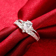 Luxurio silver plated wedding ring Droplets insets opal wedding decoration 684 ELY