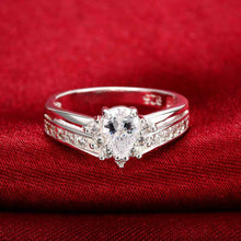 Luxurio silver plated wedding ring Droplets insets opal wedding decoration 684 ELY