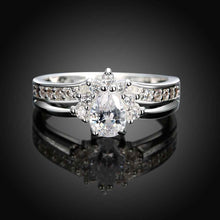 Luxurio silver plated wedding ring Droplets insets opal wedding decoration 684 ELY