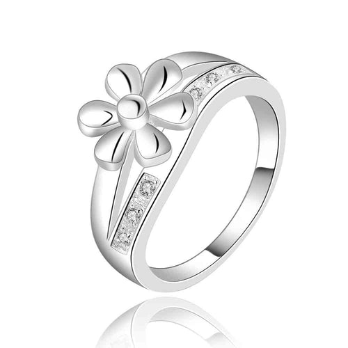 Luxurio silver rings small white flower ma opal diy 452 ELY