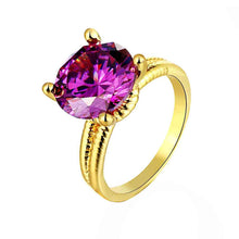 jewellery charms 18K Gold Plating engagement ring big purple gem opal wedding jewelry19 ELY