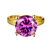 jewellery charms 18K Gold Plating engagement ring big purple gem opal wedding jewelry19 ELY