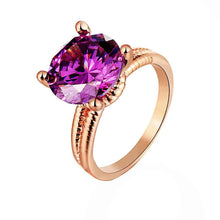 jewellery charms 18K Gold Plating engagement ring big purple gem opal wedding jewelry19 ELY