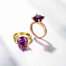 jewellery charms 18K Gold Plating engagement ring big purple gem opal wedding jewelry19 ELY
