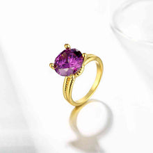 jewellery charms 18K Gold Plating engagement ring big purple gem opal wedding jewelry19 ELY
