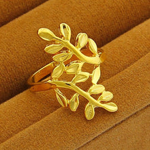 jewellery charms 18K Gold Plated ring two leaves aneis love YHDR 1 ELY