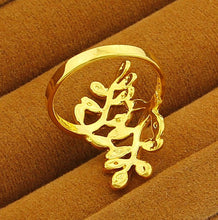 jewellery charms 18K Gold Plated ring two leaves aneis love YHDR 1 ELY