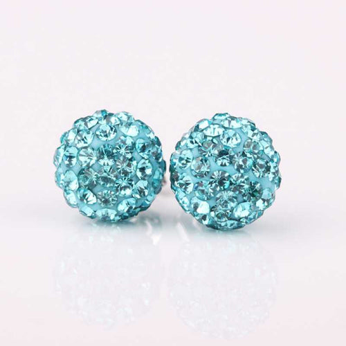 jewellery charms Shamballa earing sky blue stud brinco wedding ELY