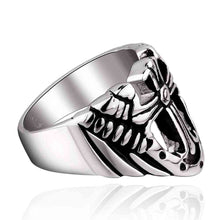 jewellery charms punk style stainless steel ring cross and wing bague femme margarida MAYAR 2 ELY