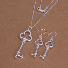 jewellery charms silver jewelry sets Round Key Necklace&Earring Sets bijoux 66 ELY