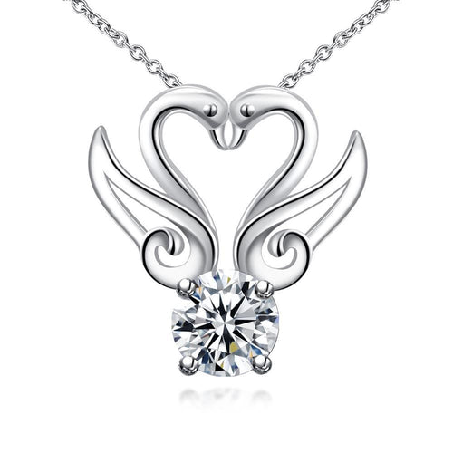 jewellery charms silver necklaces Kiss Swan collier love FSPN1 1 ELY