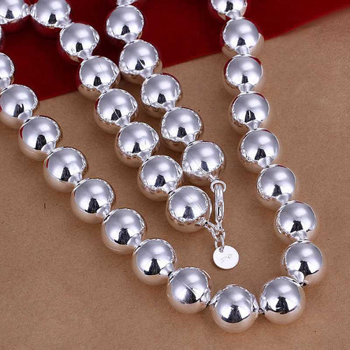 jewellery charms silver pendant necklace 8mm Sand and Smooth Bead collares bijouterie14 ELY