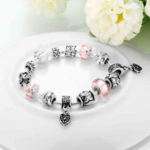 jewellery charms silver plated bracelet men Oval beads fall pulseras hombre accessories PFDH 32 ELY