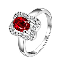 jewellery charms silver plated engagement ring Tetragonal crystal insets anel masculino bone FSPR 45 ELY