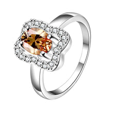 jewellery charms silver plated engagement ring Tetragonal crystal insets anel masculino bone FSPR 45 ELY