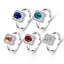 jewellery charms silver plated engagement ring Tetragonal crystal insets anel masculino bone FSPR 45 ELY