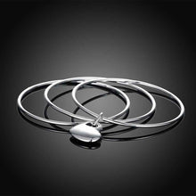jewellery charms silver plated friendship bangle Triple Circle heart women pulseras bone SMTB175 ELY