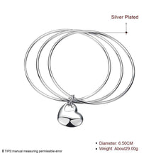 jewellery charms silver plated friendship bangle Triple Circle heart women pulseras bone SMTB175 ELY
