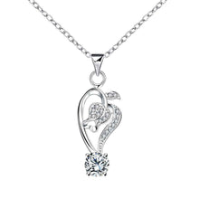 jewellery charms silver plated jewelry necklace women Hollow heart hanging stone colar vintage wedding ELY